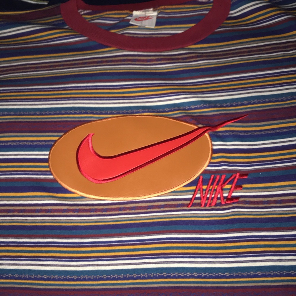 Vintage Nike grey tag Leather Swoosh Patch Tee XXL